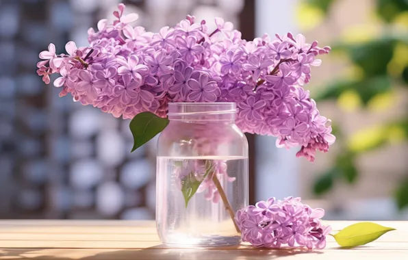 Leaves, water, light, flowers, table, bouquet, spring, Bank