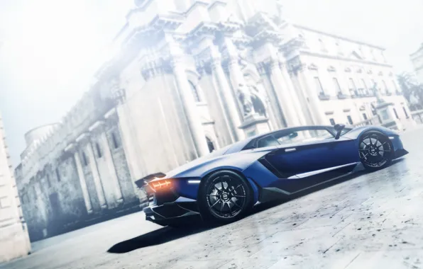 Blue, Lamborghini, profile, Lamborghini, blue, LP700-4, Aventador, aventador