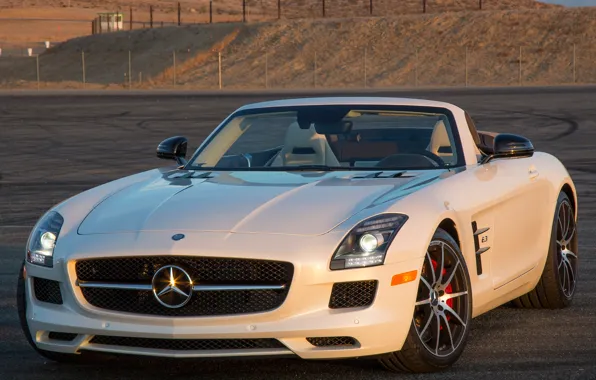 Picture white, Roadster, Mercedes-Benz, supercar, Mercedes, AMG, SLS