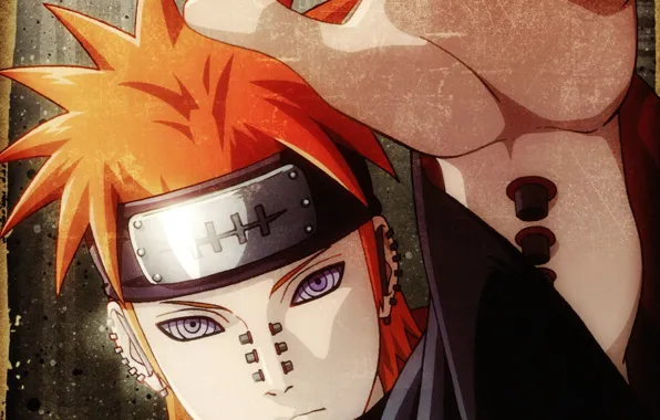 Hand, portrait, piercing, headband, Naruto, ninja, Akatsuki, Yahiko