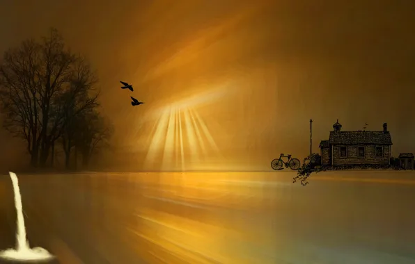 Style, background, waterfall, home