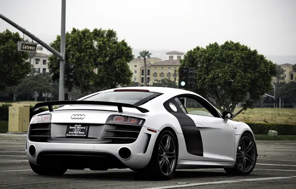 White, the city, Audi, audi, street, tuning, rear view