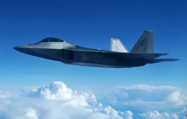 Clouds, flight, fighter, unobtrusive, multipurpose, F-22 Raptor