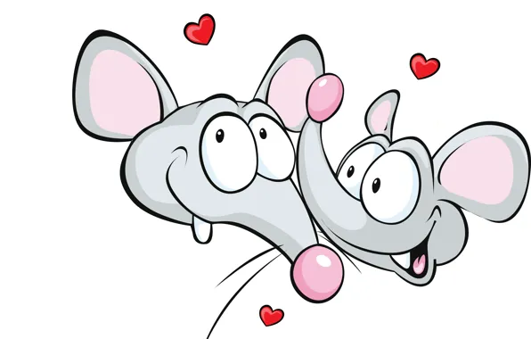 Picture hearts, white background, hearts, white background, lovers of the mouse, the lovers of the mouse
