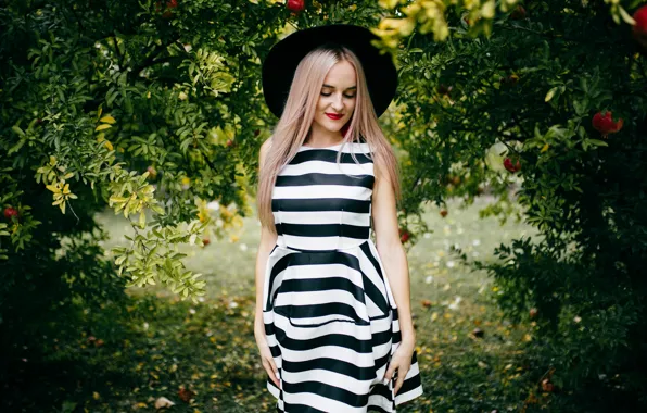 Girl, nature, makeup, blonde, hat