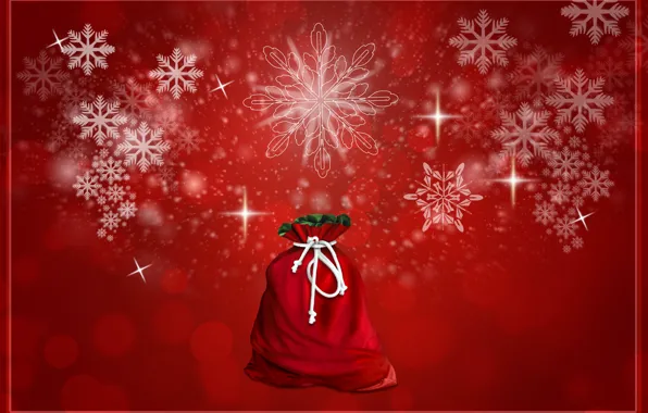 Snowflakes, holiday, New Year, gifts, bag