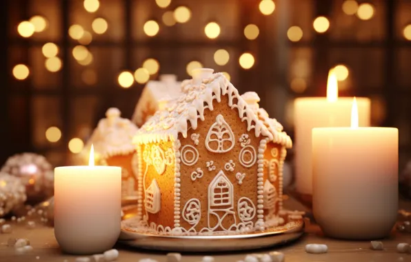 Pattern, cookies, Christmas, New year, house, dessert, sweet, glaze