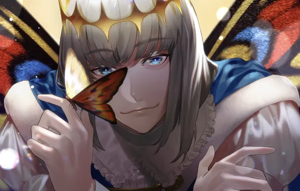 Butterfly, crown, guy, Oberon, Fate / Grand Order, Pretender