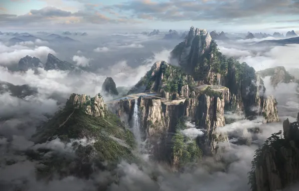 Picture mountains, construction, To the Sky Kingdom