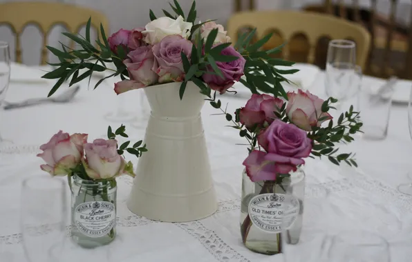 Flowers, roses, bouquet, wedding