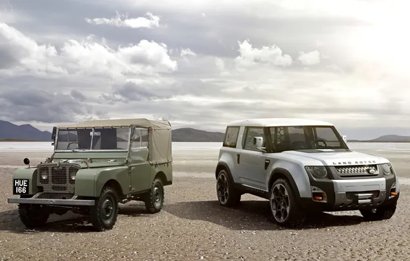 Picture Concept, the sky, mountains, shore, jeep, SUV, land rover, the front