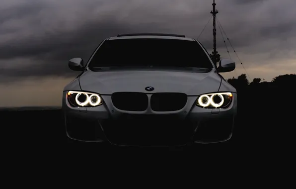 Picture auto, BMW, E90, headlights, cloud