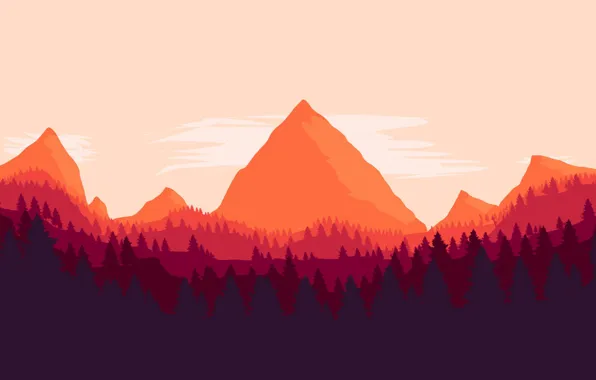 Mountains, The game, Forest, View, Hills, Landscape, Art, Campo Santo