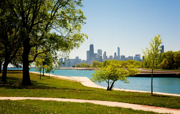 The sky, Park, building, skyscrapers, USA, America, Chicago, Chicago