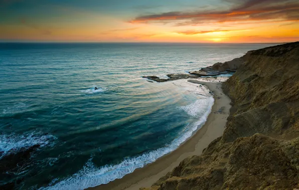 Picture sea, wave, beach, the sky, sunset, rocks, shore