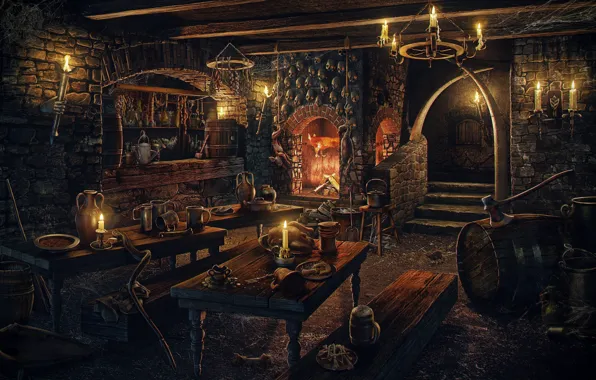 Picture art, tavern, 3 D, andrew krivulya, Inn