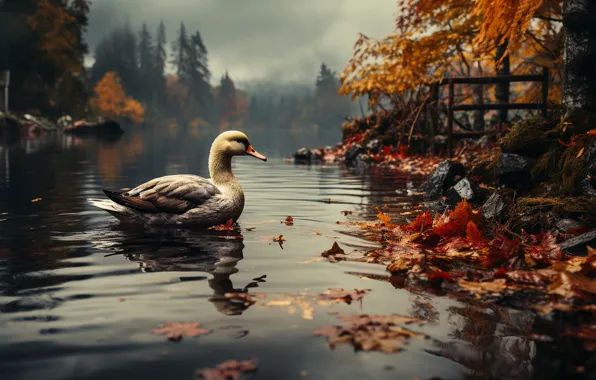 White, nature, lake, pond, bird, shore, Swan, pond