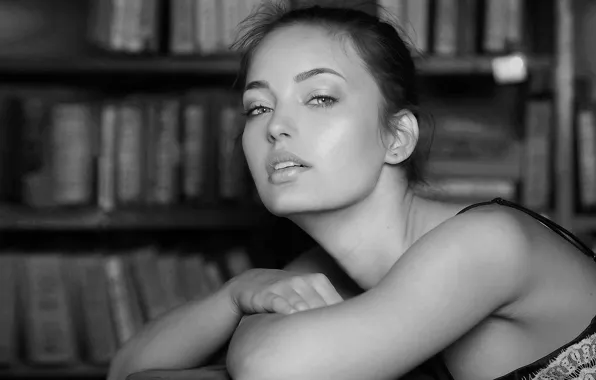 Picture look, girl, face, black and white