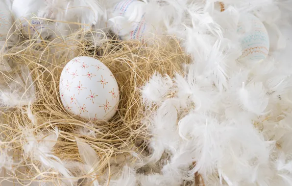 Holiday, pattern, eggs, spring, feathers, Easter, socket, straw