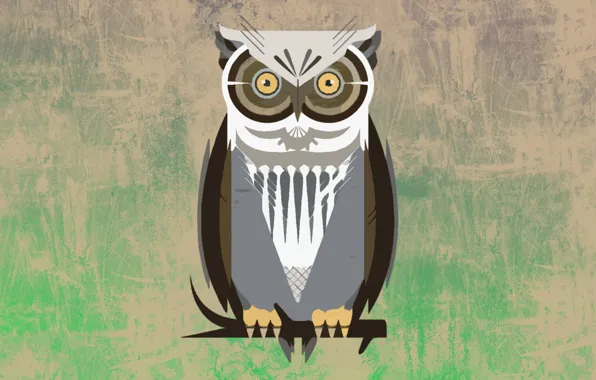 Picture owl, bird, Wallpaper, vector, vector, branch, art, Owl