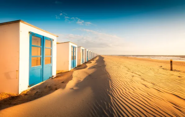 Picture sea, beach, shore, Netherlands, Texel, beach house