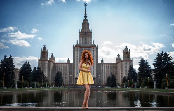 Picture girl, the city, dress, Moscow, legs, MSU, George Chernyadev, Hope Niyazova