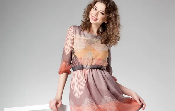 Picture look, pose, background, portrait, makeup, dress, hairstyle, brown hair