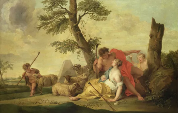 Oil, picture, canvas, mythology, Paris and Enon, Jacob de wit