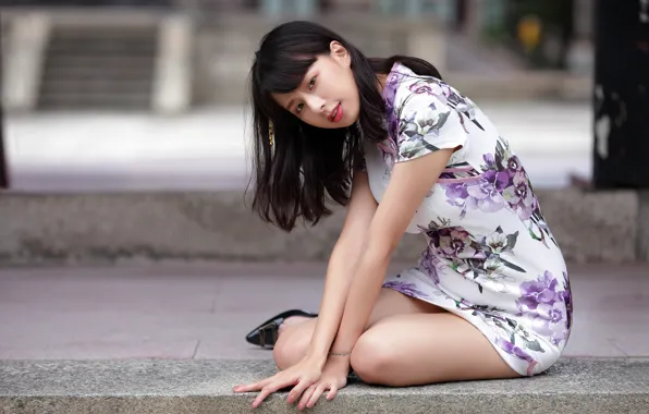 Look, pose, model, portrait, makeup, dress, brunette, hairstyle
