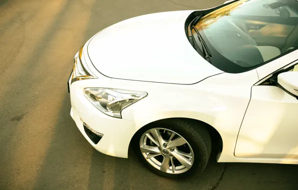 Nissan, Japan, white, black, wallpapers, sedan, reflection, wheel