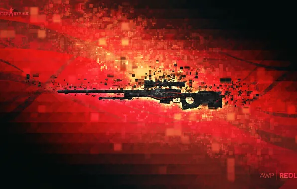 Download wallpaper pixels, counter strike, rifle, global offensive, csgo,  redline, awp, cs go, section abstraction in resolution 1366x768