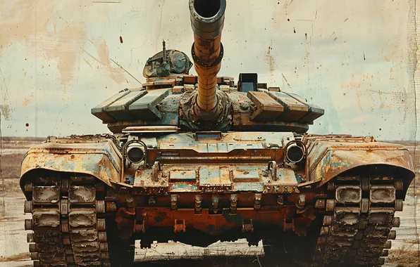 Retro, Tank, Front, Digital art, Light background, AI art, The Art of Artificial Intelligence, Neural …