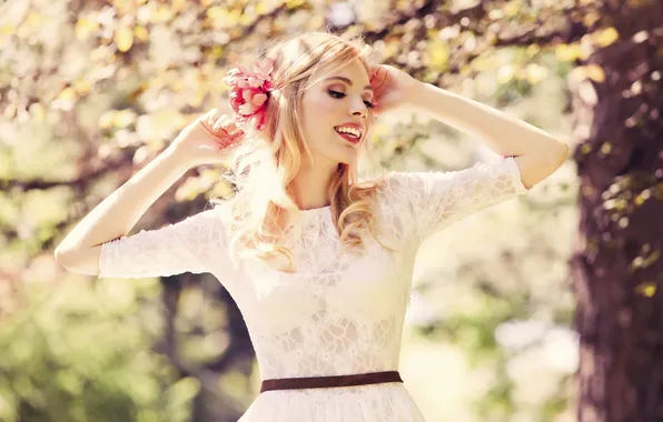 Picture flower, trees, nature, dress, bright