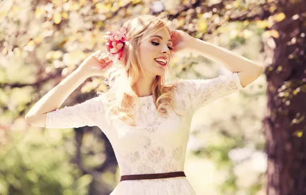 Flower, trees, nature, dress, bright