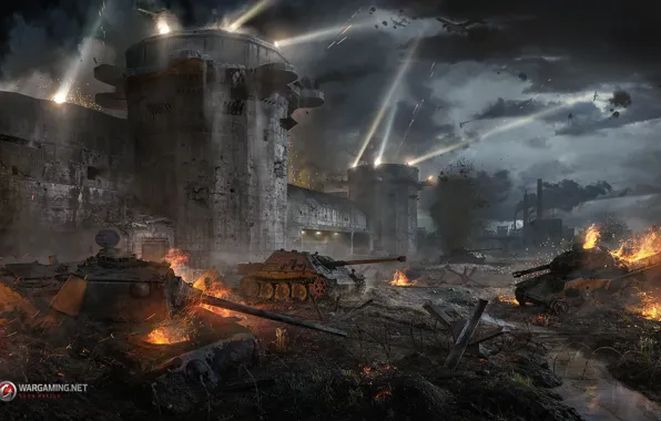 Weapons, fortress, the battle, tanks, Flak tower