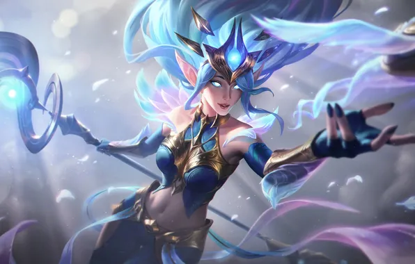 Girl, magic, haze, staff, game, character, character, bokeh