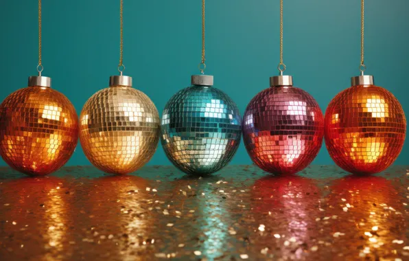Balls, Christmas, New year, bokeh, AI art, neural network