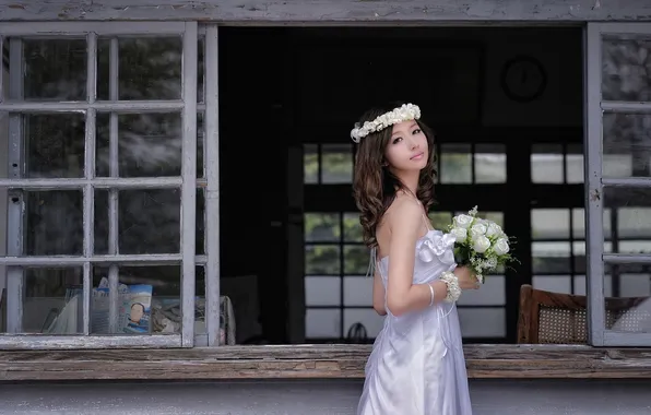 Girl, background, Asian