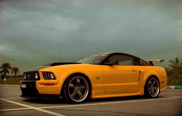 Mustang, ford, shelby, yellow, gt500, musclecar, es2