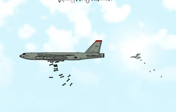 The plane, humor, Wulffmorgenthaler, caricature, bomber