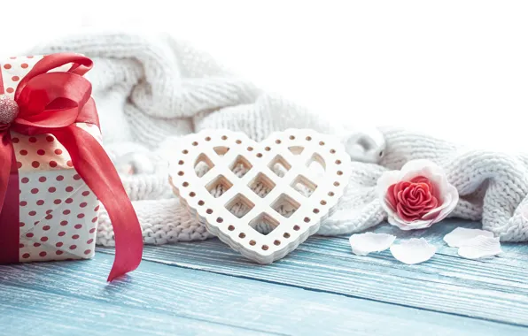 Flower, love, holiday, box, gift, heart, Board, petals