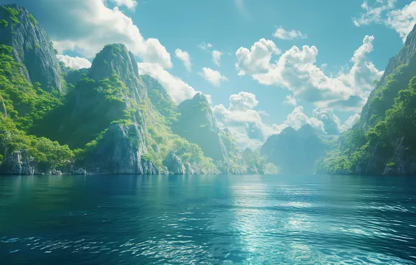 Picture sea, mountains, bay, vietnam, ha long