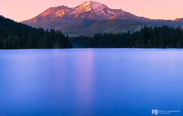 Sunset, lake, mountain, top, photographer, Kenji Yamamura