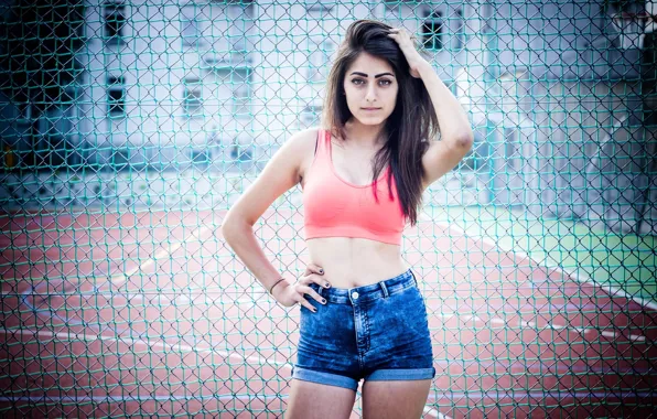 Pink, Model, Jeans, Russian, Shorts, Fence, Xenia, Topic