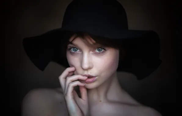 Portrait, Girl, hat, Olga Pushkina, Maxim Orlovsky