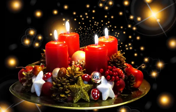 Picture holiday, apples, lights, New Year, Happy New Year, happy new year, Merry Christmas, 2022