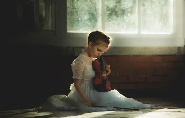 Picture violin, girl, Whisper of Violin
