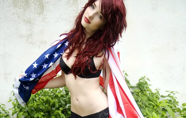Girl, Look, Model, Flag, Underwear, Susan Coffey