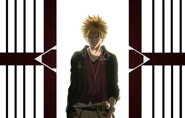 Look, red, chain, bleach, Ichigo Kurosaki