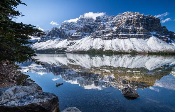Picture mountains, lake, reflection, Canada, Albert, Banff National Park, Alberta, Canada